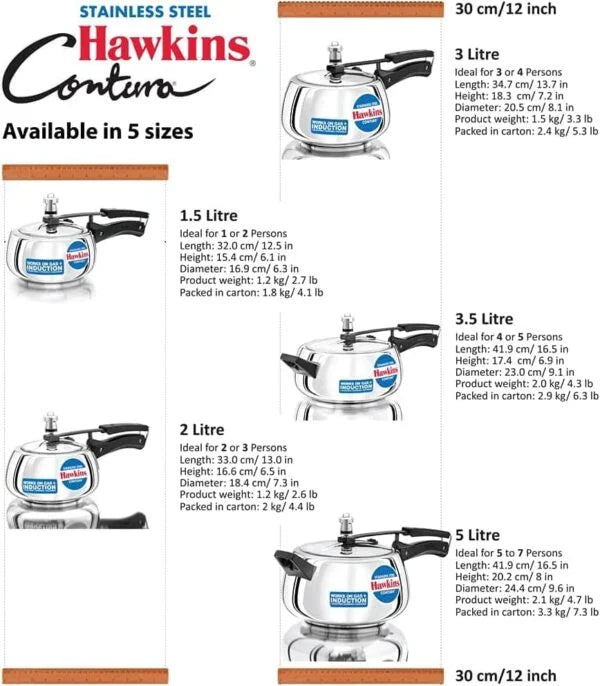 Hawkins Contura Stainless Steel Pressure Cooker - 5L / SSC50 - London Houseware - 4