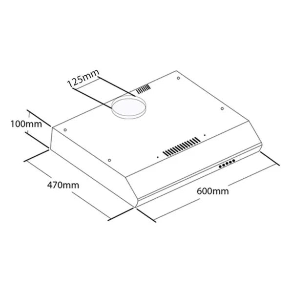 60cm Silver Kitchen Extractor Fan / Visor Cooker Hood - SIA STH60SI - London Houseware - 7