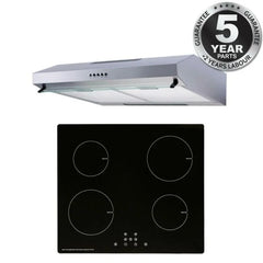 SIA 60cm Black Plug In Induction Hob And Silver Visor Cooker Hood Extractor Fan - London Houseware - 2