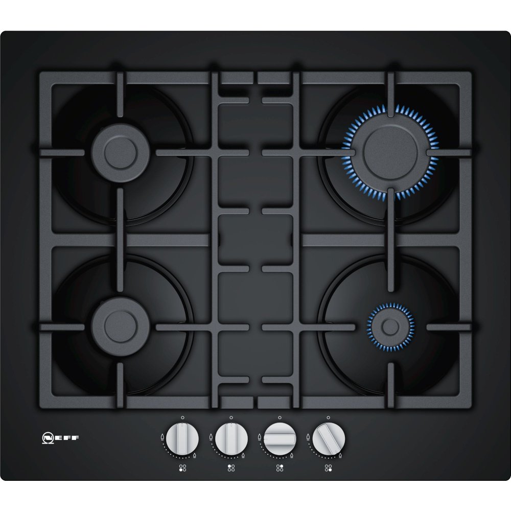 60cm 4 Burner Neff Gas Hob, Black Tempered Glass - T26CB49S0 N50 - Naamaste London Homewares - 1