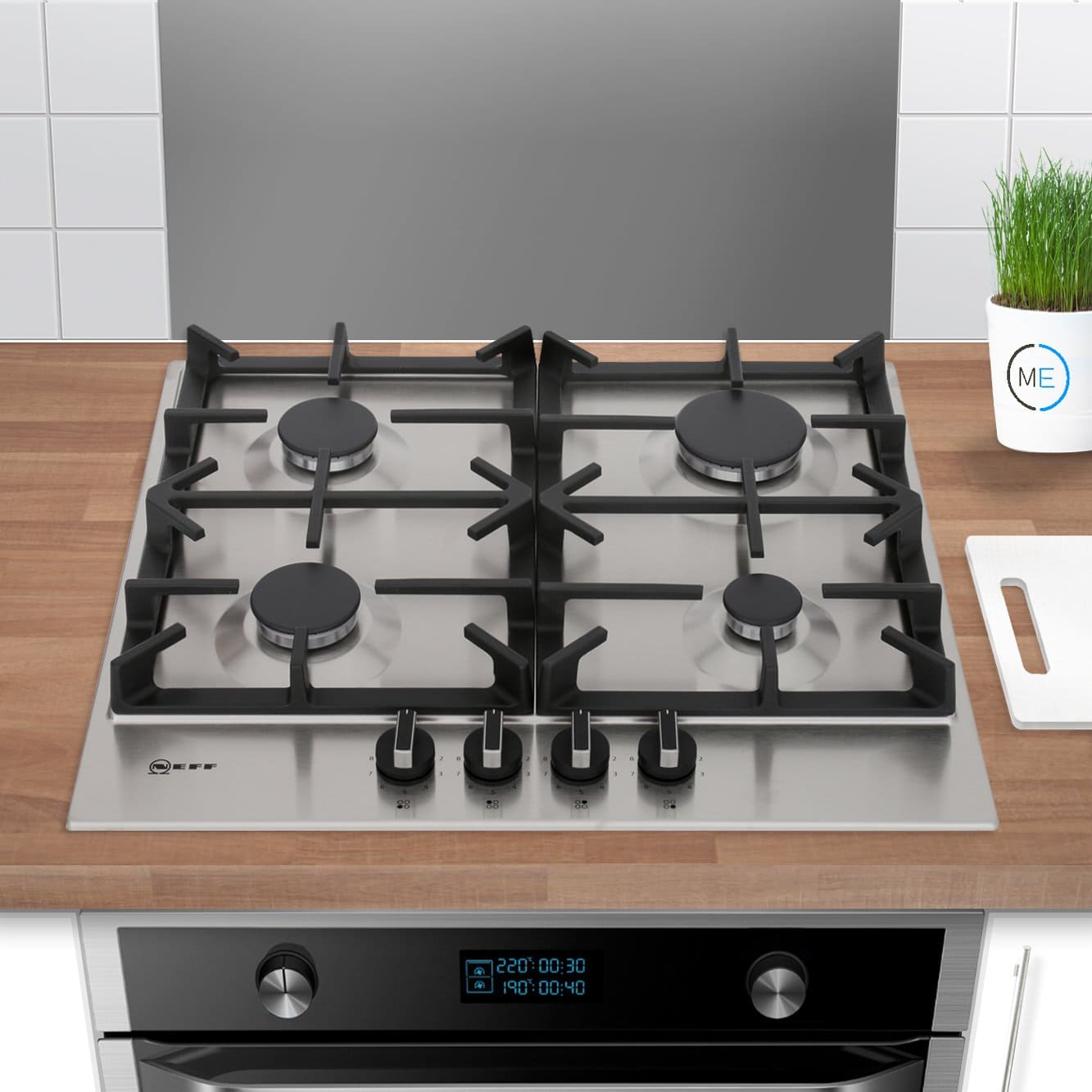 60cm 4 Burner Neff Gas Hob Stainless Steel - T26DS49N0 N70 - Naamaste London Homewares - 8