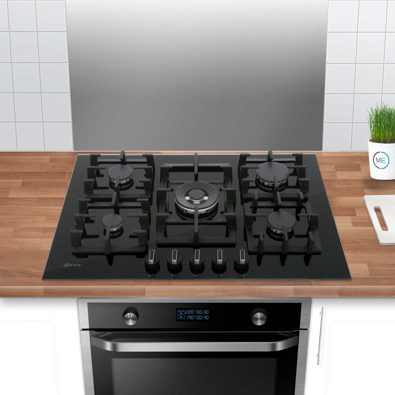 Neff 5 Burner Gas Hob Black Tempered Glass - T27CS59S0 N70 - Naamaste London Homewares - 7