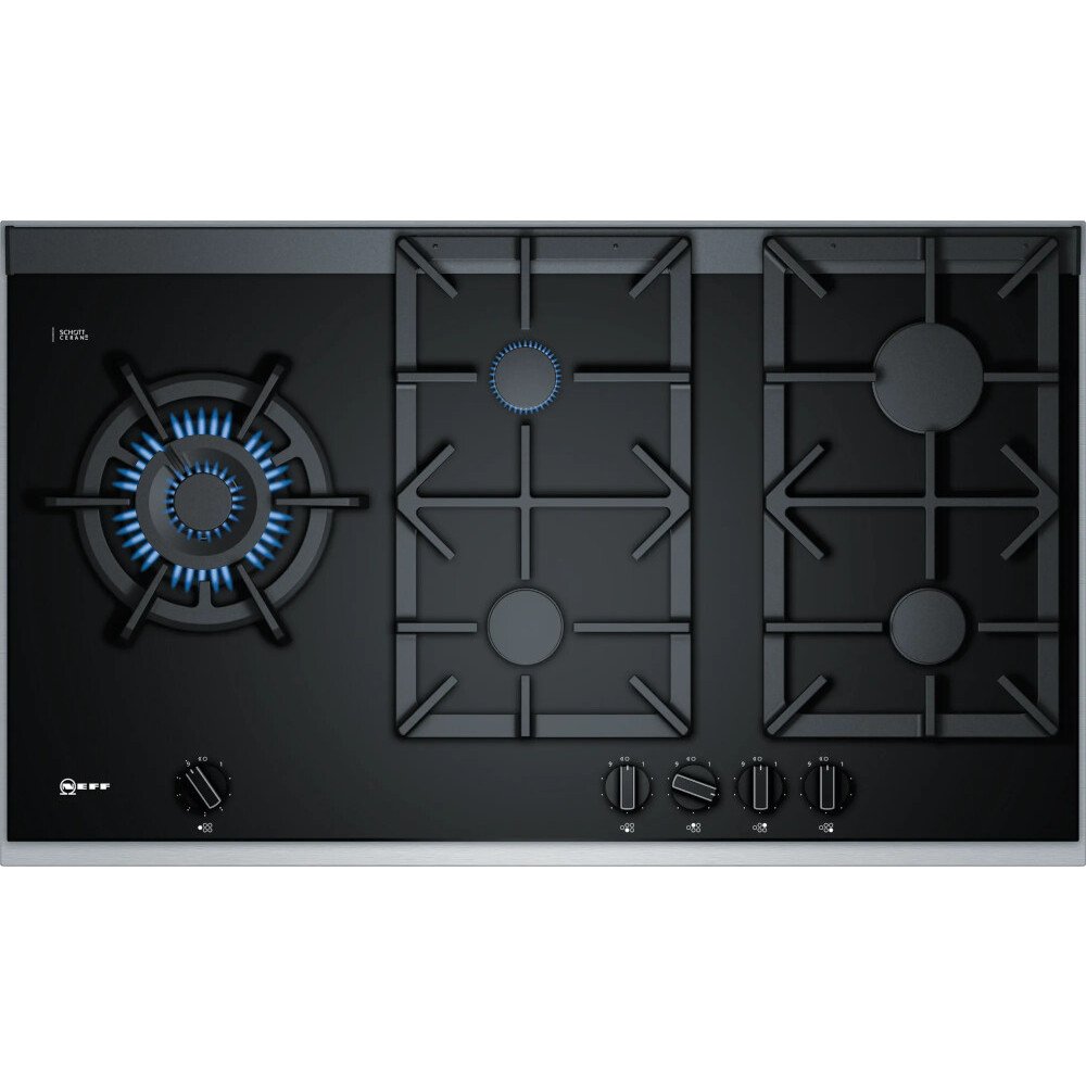 90cm Neff 5 Burner Gas Hob Black on Glass - T29TS79N0 - Naamaste London Homewares - 1