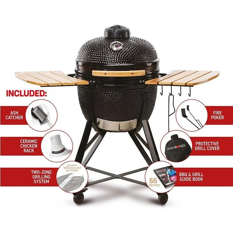 52cm Media 20 Charcoal BBQ Grills, Black- Kamado Bono TQ0020ALLIN - Naamaste London Homewares - 1