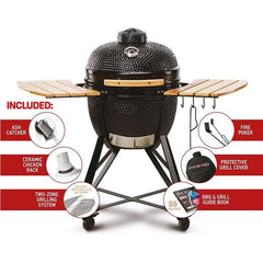 52cm Media 20 Charcoal BBQ Grills, Black- Kamado Bono TQ0020ALLIN - Naamaste London Homewares - 1