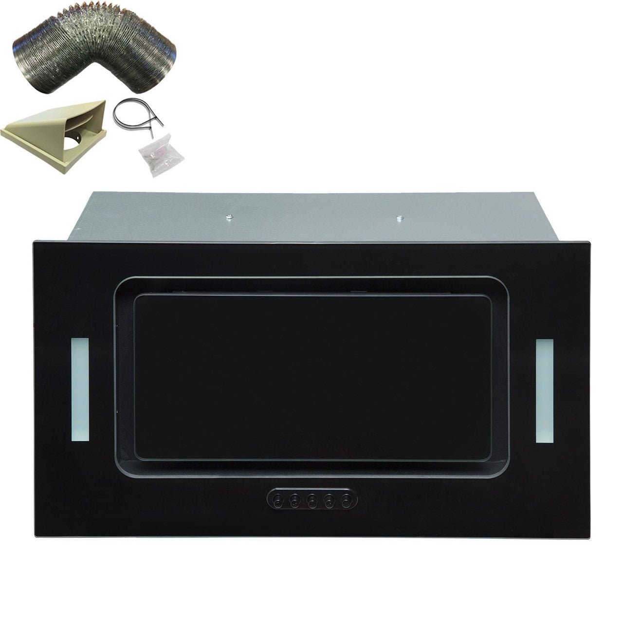 52cm Black Canopy Cooker Hood Extractor - SIA UCG52BL - London Houseware - 1