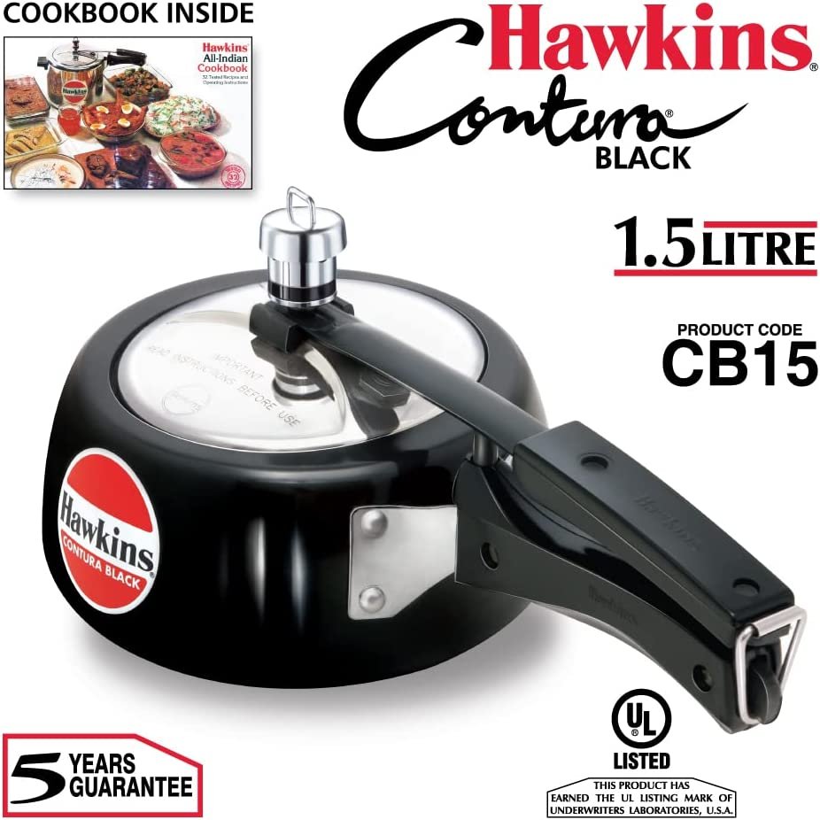  Hawkins CB50 Hard Anodised Pressure Cooker, 5-Liter,Black: Home  & Kitchen