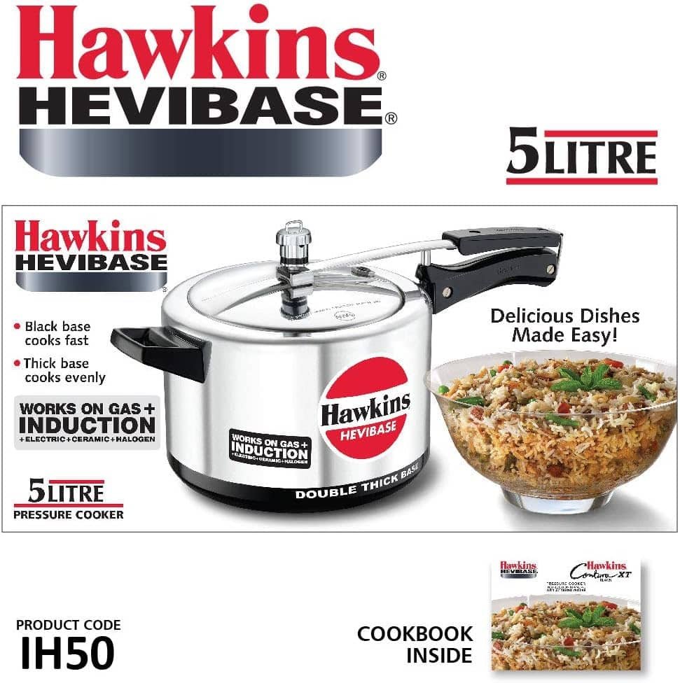  Hawkins CB50 Hard Anodised Pressure Cooker, 5-Liter,Black: Home  & Kitchen