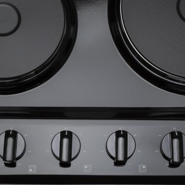SIA PHP601BL - 60cm Black 4 Zone Solid Plate Electric Hob - London Houseware - 2