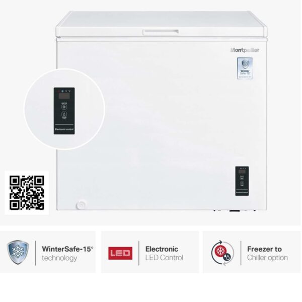 Montpellier MCF200WLED - 198L White Chest Freezer - London Houseware -4