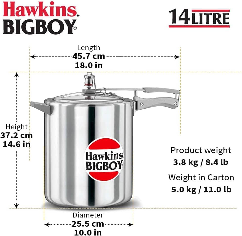 Hawkins Classic 1.5 Liter Pressure Cooker Heavy Duty Stainless Steel