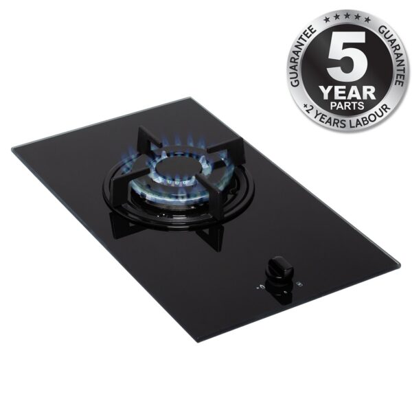 30cm Black Single Burner Glass Gas Hob – SIA GHG101BL - London Houseware - 4