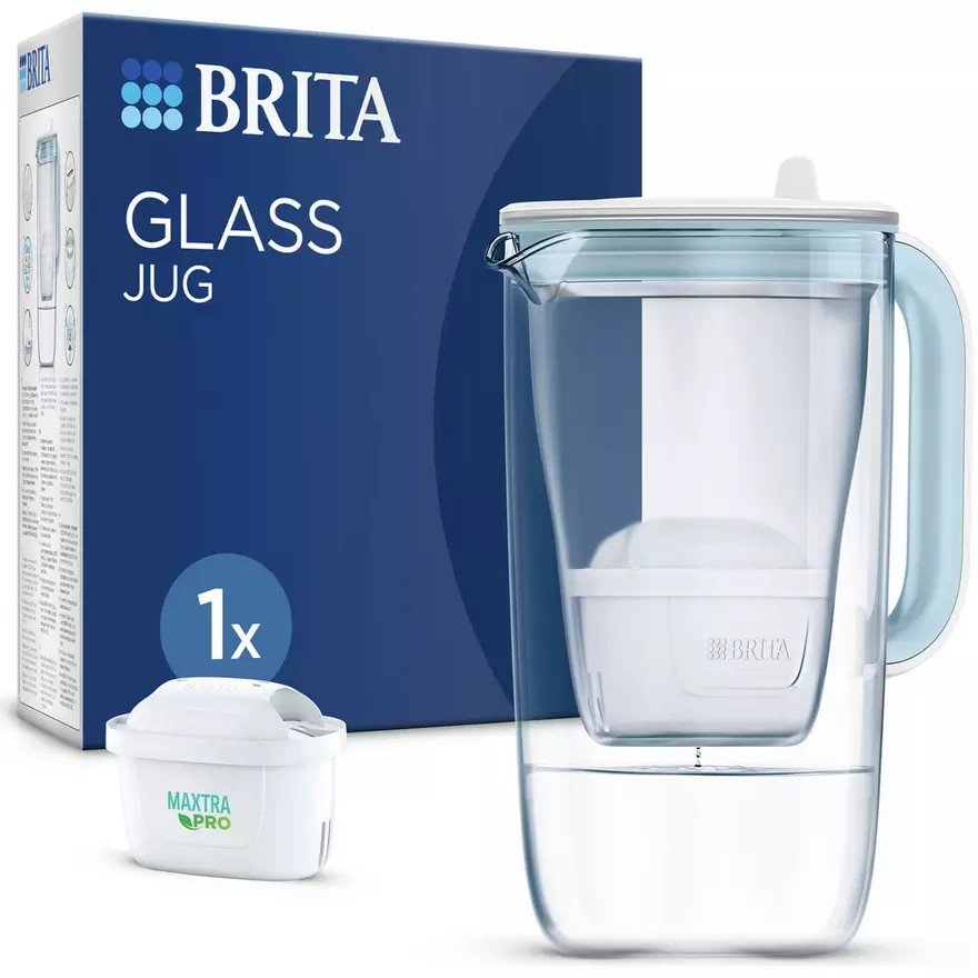 BRITA Water Filter Glass Jug Blue, 1X MAXTRA PRO cartridge