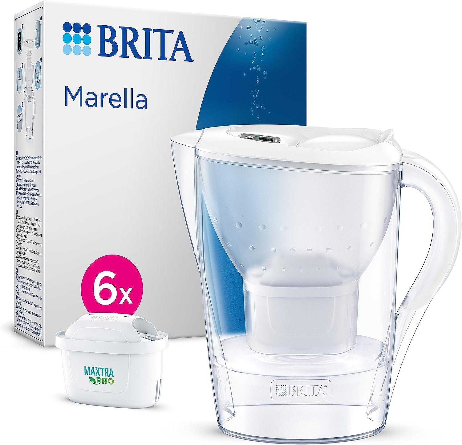 BRITA Marella Water Filter Jug White with 6X MAXTRA PRO