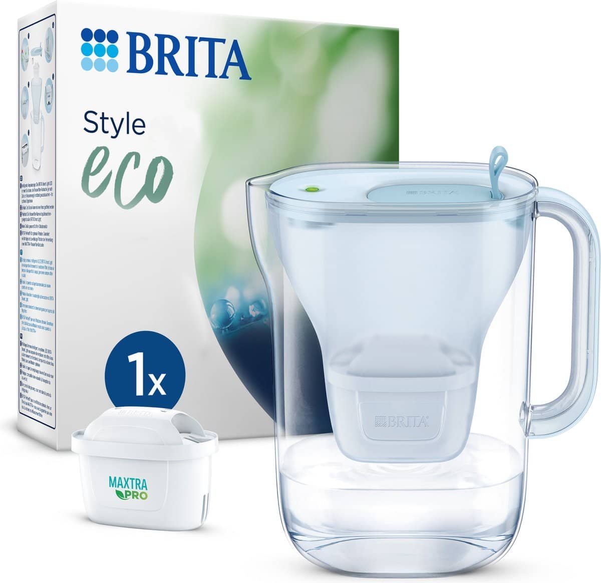 BRITA Style Eco Water Filter Jug Blue, 1X MAXTRA PRO cartridge