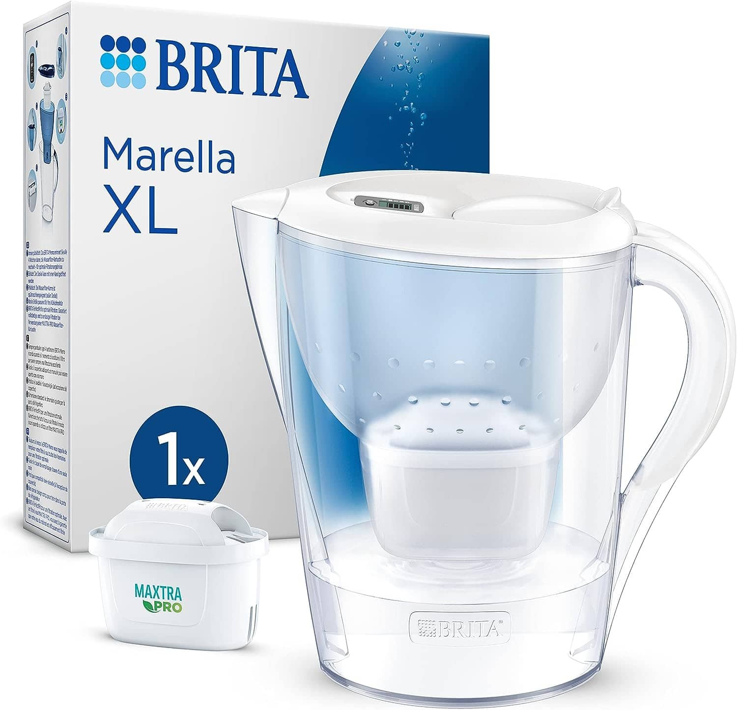 BRITA Marella XL Water Filter Jug, White 1X MAXTRA PRO cartridge
