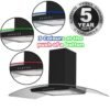 90cm Black LED Curved Glass Chimney Cooker Hood – SIA CPLE90BL - London Houseware - 8