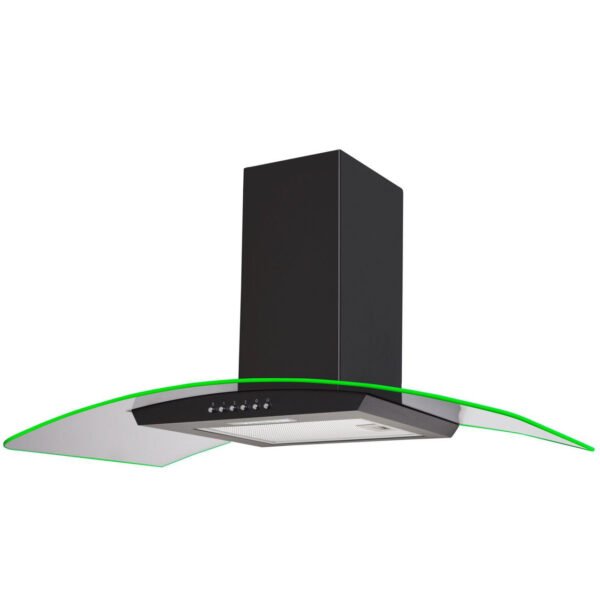 90cm Black LED Curved Glass Chimney Cooker Hood – SIA CPLE90BL - London Houseware - 5