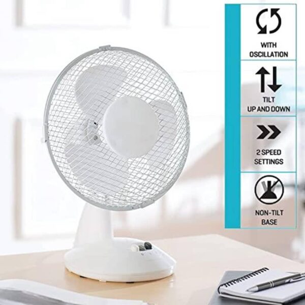 9-Inch 2 Settings Portable Desk Fan Daewoo- COL1062 - London Houseware - 2