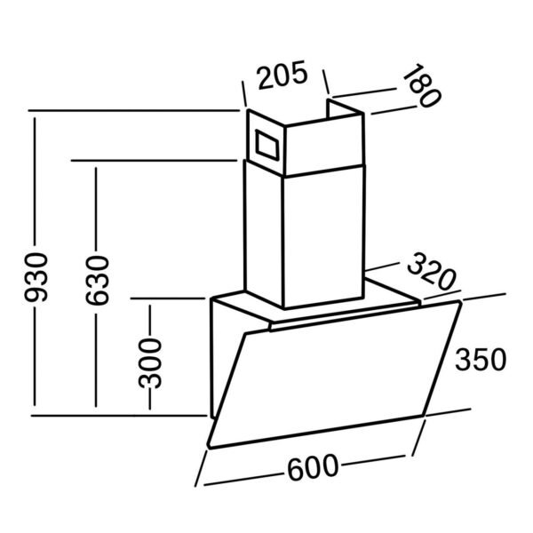 60cm Black Angled Cooker Hood – SIA TAG60BL - London Houseware - 5