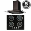 SIA R7 60cm 4 Burner Glass Hob & Curved Glass Cooker Hood - London Houseware - 9