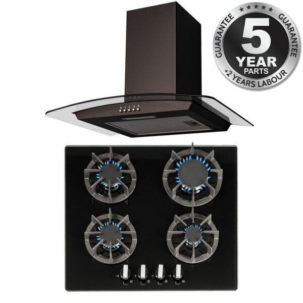 SIA R7 60cm 4 Burner Glass Hob & Curved Glass Cooker Hood - London Houseware - 9