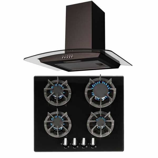 SIA R7 60cm 4 Burner Glass Hob & Curved Glass Cooker Hood - London Houseware - 2