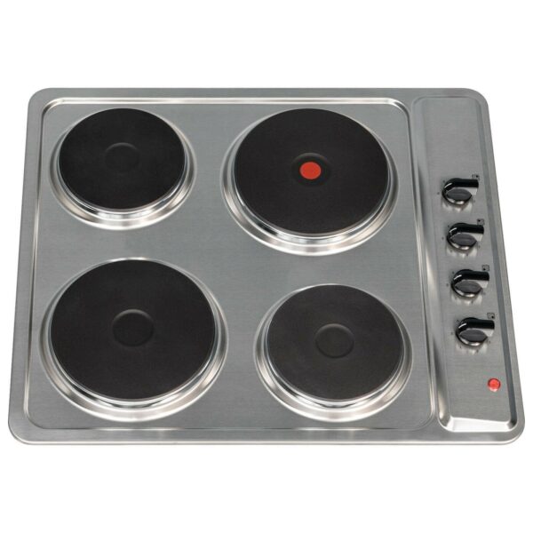SIA 60cm 4 Zone Electric Hob /Solid Plate , Stainless Steel & Visor Cooker Hood Fan - London Houseware - 3