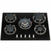 SIA 70cm Black 5 Burner Gas Hob & Multi Colour LED Angled Cooker Hood - London Houseware - 5