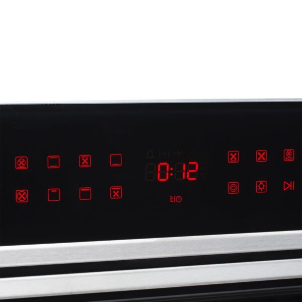 Black 13 Function Single Fan Oven, 70cm 5 Burner Gas Hob & Curved Cooker Hood - London Houseware - 2