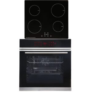 SIA BISO12PSS 60cm Black Pyrolytic Single Electric Oven & 4 Zone Induction Hob - London Houseware - 1