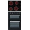 SIA 60cm Black Built In Double Oven & 4 Zone Electric Ceramic Hob - London Houseware - 1