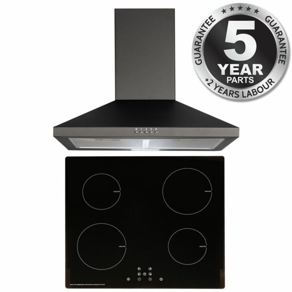 SIA 60cm Black 4 Zone Touch Control Induction Hob & Cooker Hood Fan - London Houseware - 7