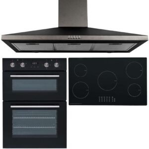 SIA 60cm Electric Double Oven, 90cm 5 Zone Induction Hob & Chimney Cooker Hood - London Houseware - 1