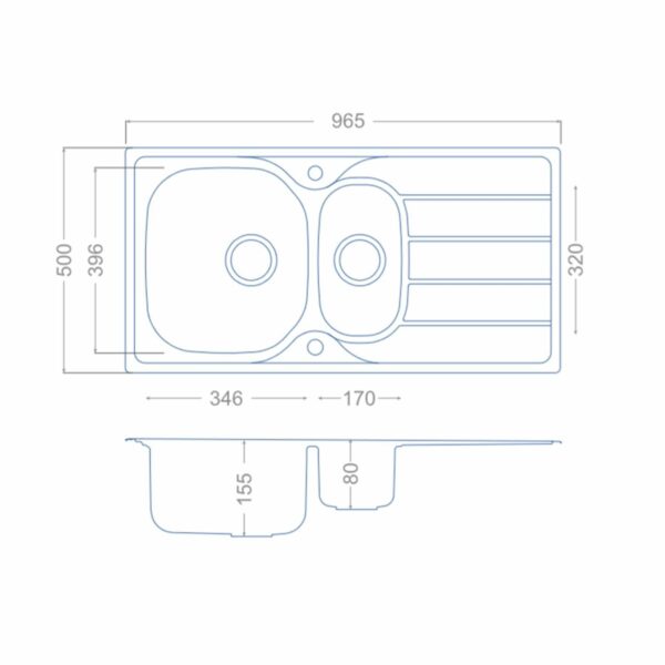 Stainless Steel Kitchen Sink & Waste Kit - SIA BAILE15SS ,1.5 Bowl - London Houseware - 4