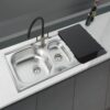 Stainless Steel Kitchen Sink & Waste Kit - SIA BAILE15SS ,1.5 Bowl - London Houseware - 3