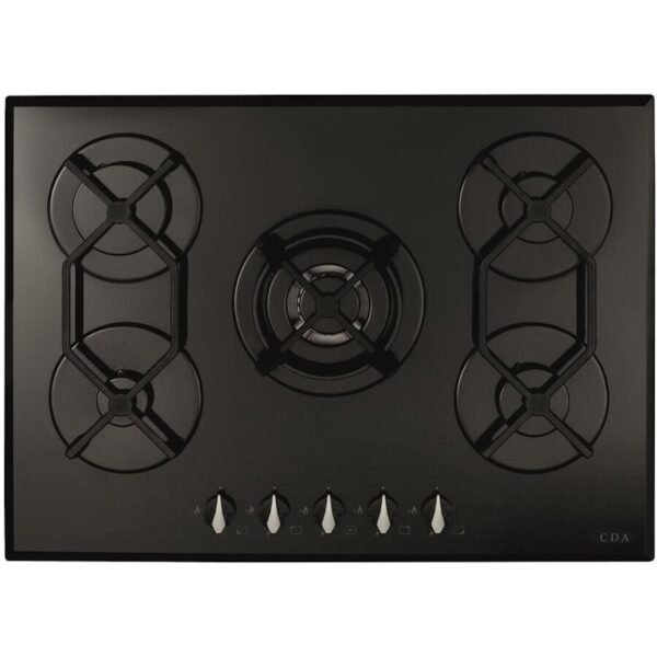 70cm Black 5 Burner Gas Hob - CDA HVG721BL - London Houseware - 1